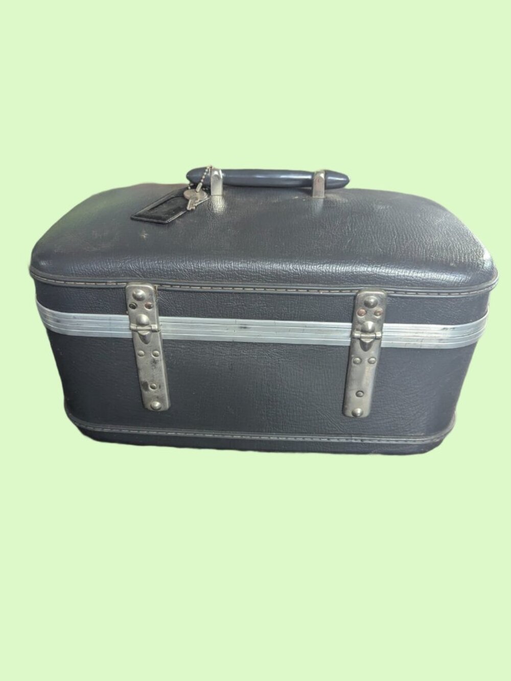 Vintage Sky-Rocket Locking Hard shell Train Case - Cosmetic Case w key & Mirror - Picture 8 of 14
